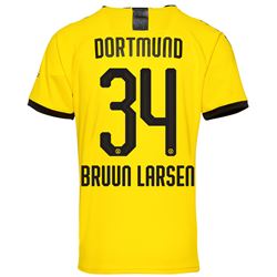 Bruun Larsen 34 Borussia Dortmund 2019-20 Home Stadium Player Jersey – Yellow