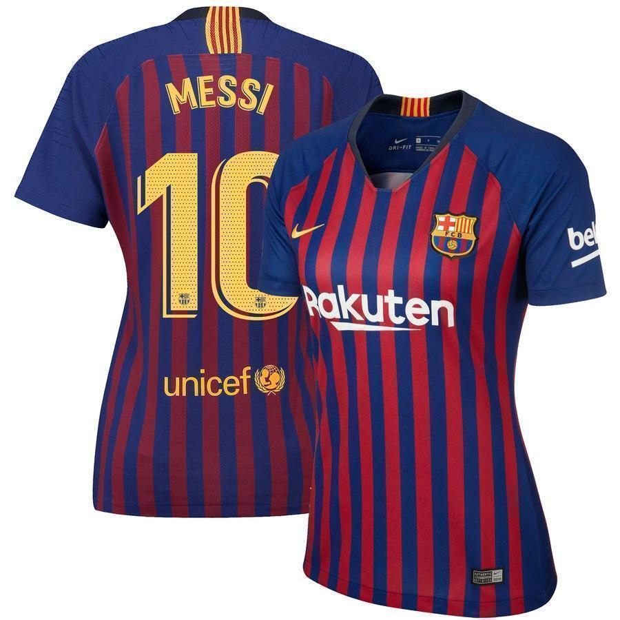 10-Lionel Messi Barcelona Women's 2018-19 Home Stadium Player Jersey – Blue
