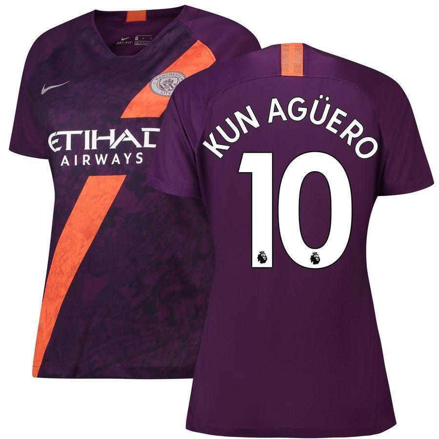 10-Sergio Agüero Manchester City Women's 2018-19 Third Stadium Player Jersey – Purple
