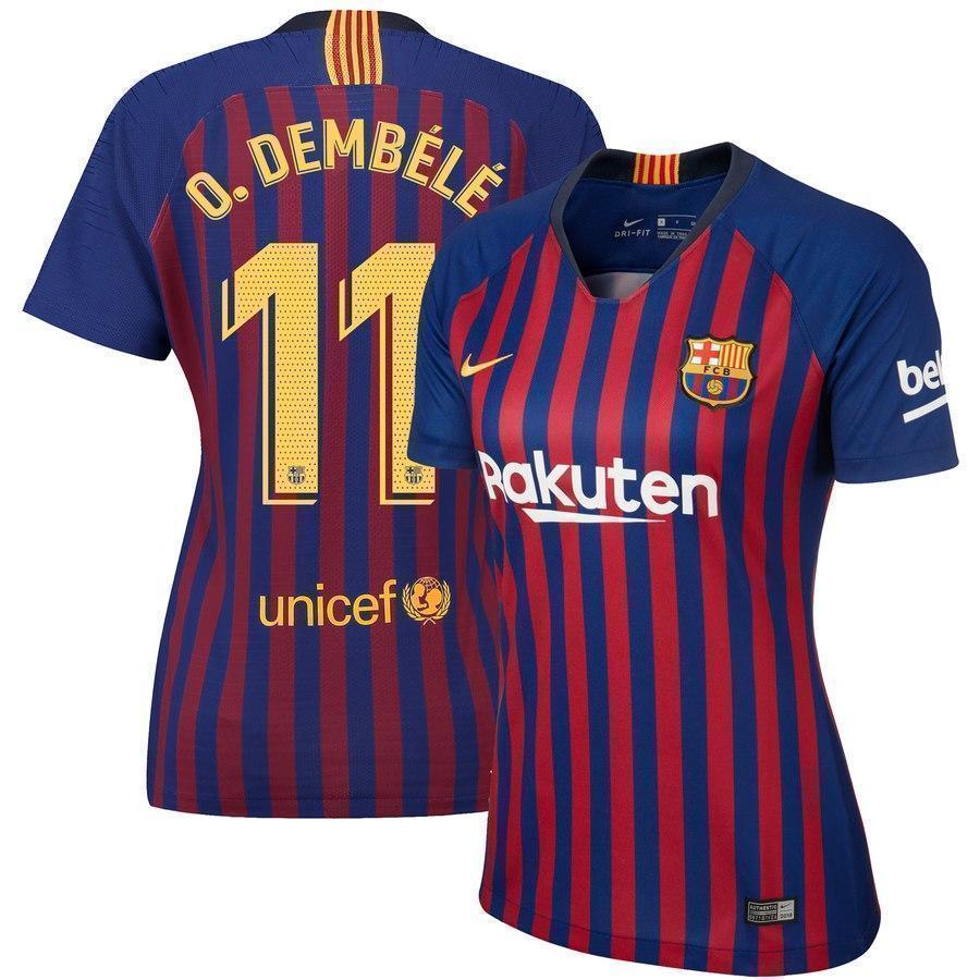 11-Ousmane Dembélé Barcelona Women's 2018-19 Home Stadium Player Jersey – Blue