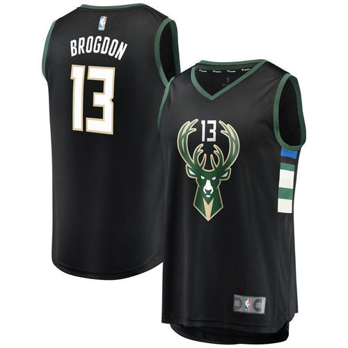 13-Malcolm Brogdon Milwaukee Bucks Jersey Black - Statement Edition