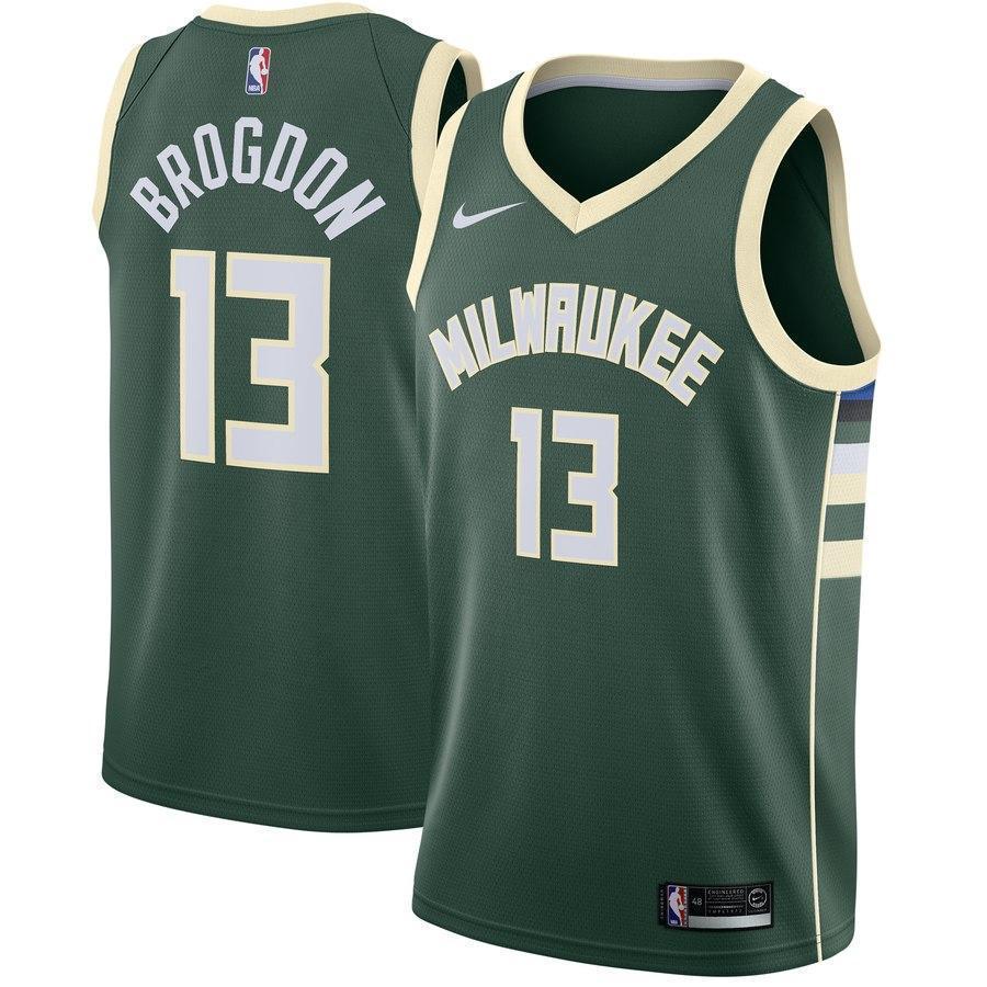 13-Malcolm Brogdon Milwaukee Bucks Swingman Jersey Green - Icon Edition
