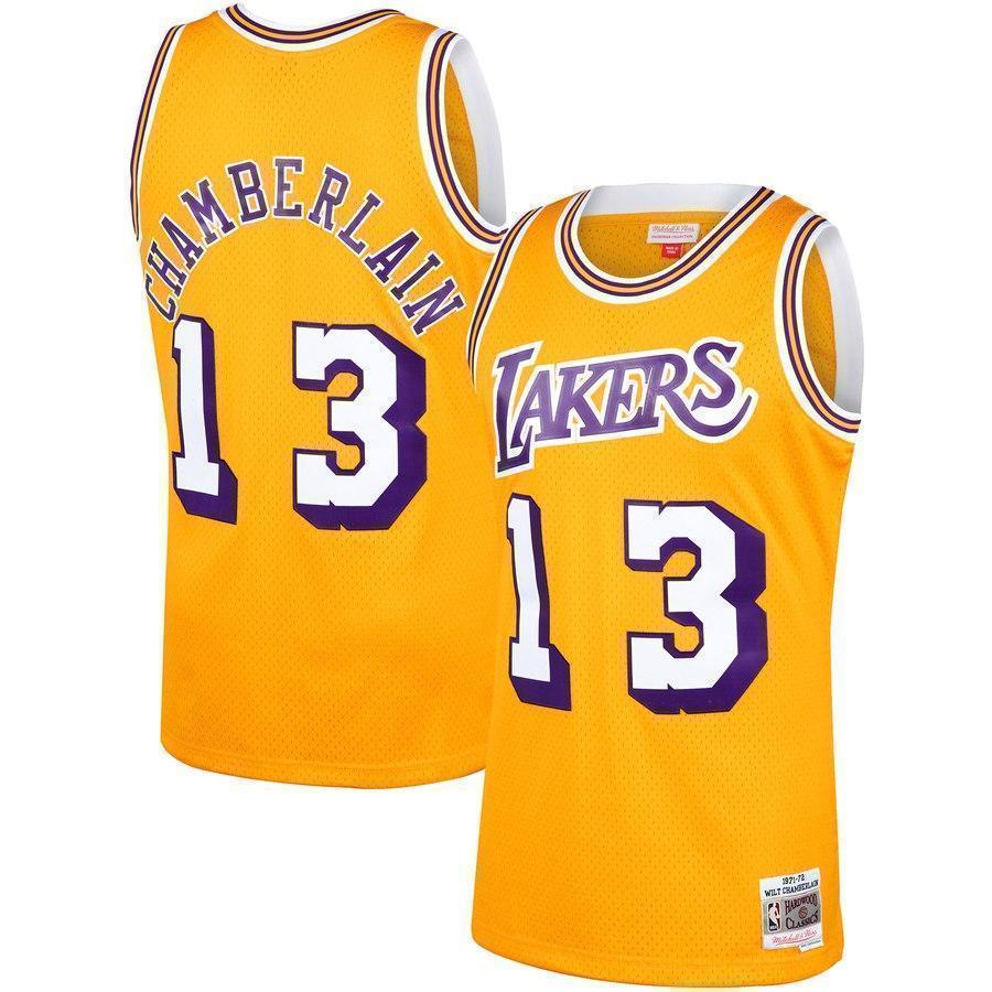 13-Wilt Chamberlain Los Angeles Lakers  Hardwood Classics Swingman Jersey – Gold