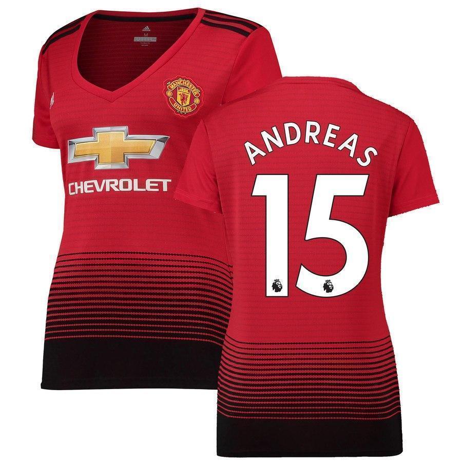15-Andreas Pereira Manchester United Women's 18-19 Home Jersey – Red