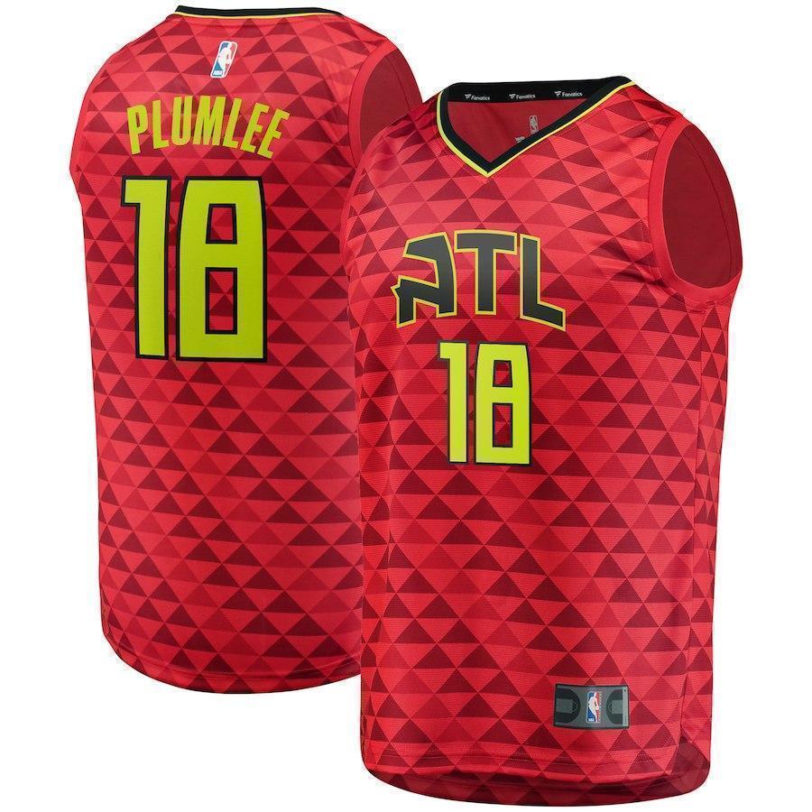 18-Miles Plumlee Atlanta Hawks  Jersey Red - Statement Edition