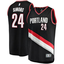 Load image into Gallery viewer, 24-Anfernee Simons Portland Trail Blazers  2018 NBA Draft First Round Pick Fast  Jersey Black – Icon Edition