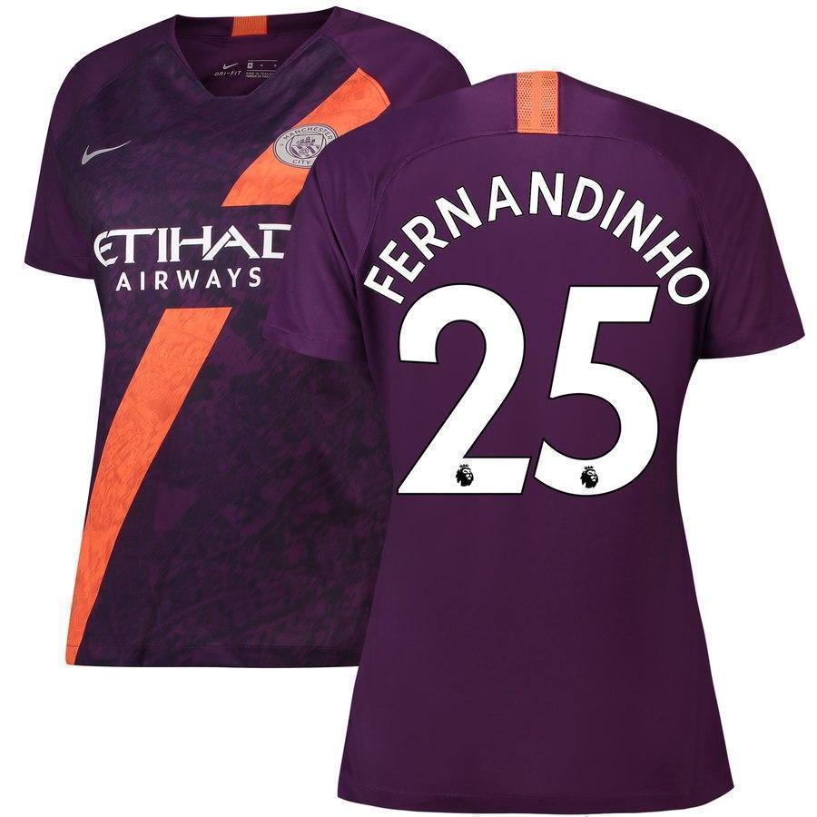 25-Fernandinho Manchester City Women's 2018-19 Third Stadium Player Jersey – Purple