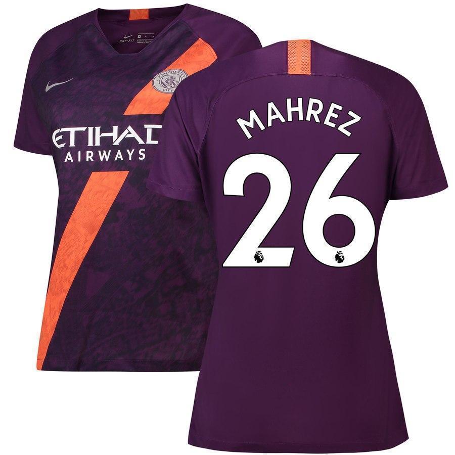 26-Riyad Mahrez Manchester City Women's 2018-19 Third Stadium Player Jersey – Purple
