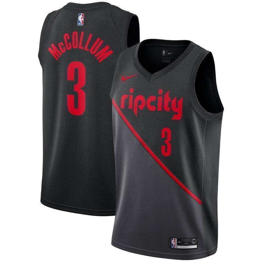 3-C.J. McCollum Portland Trail Blazers 2018-19 Swingman Jersey – City Edition – Black