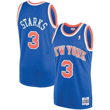 Load image into Gallery viewer, 3-John Starks New York Knicks 1991-92 Hardwood Classics Swingman Jersey – Blue