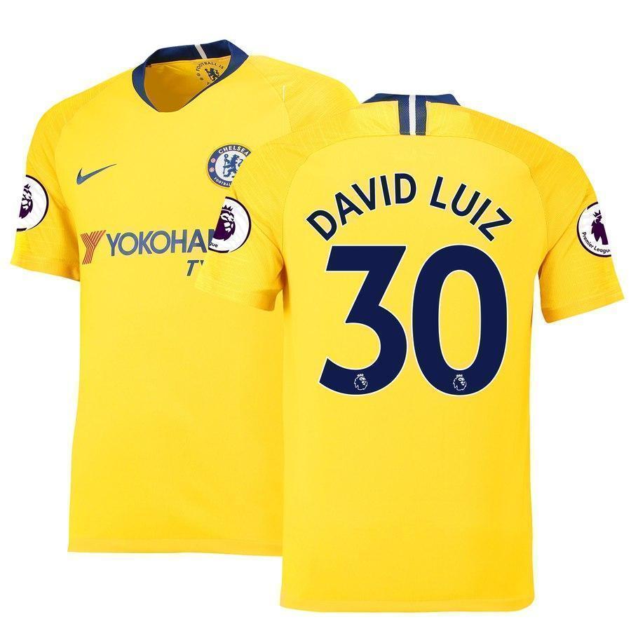 30-David Luiz Chelsea 2018-19 Away Stadium Player Jersey – Yellow