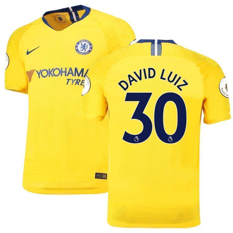 30-David Luiz Chelsea 2018-19 Away Vapor Match Player Jersey – Yellow