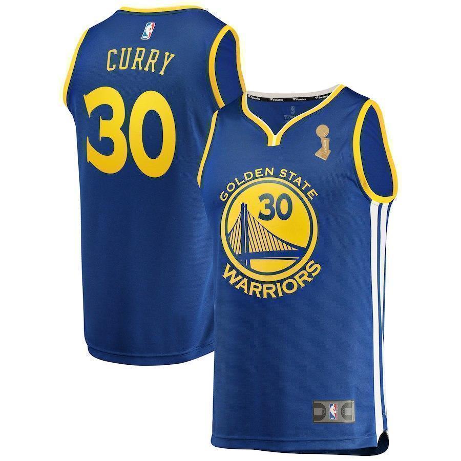 30-Stephen Curry Golden State Warriors  2018 NBA Finals Champions Player Jersey Royal – Icon Edition