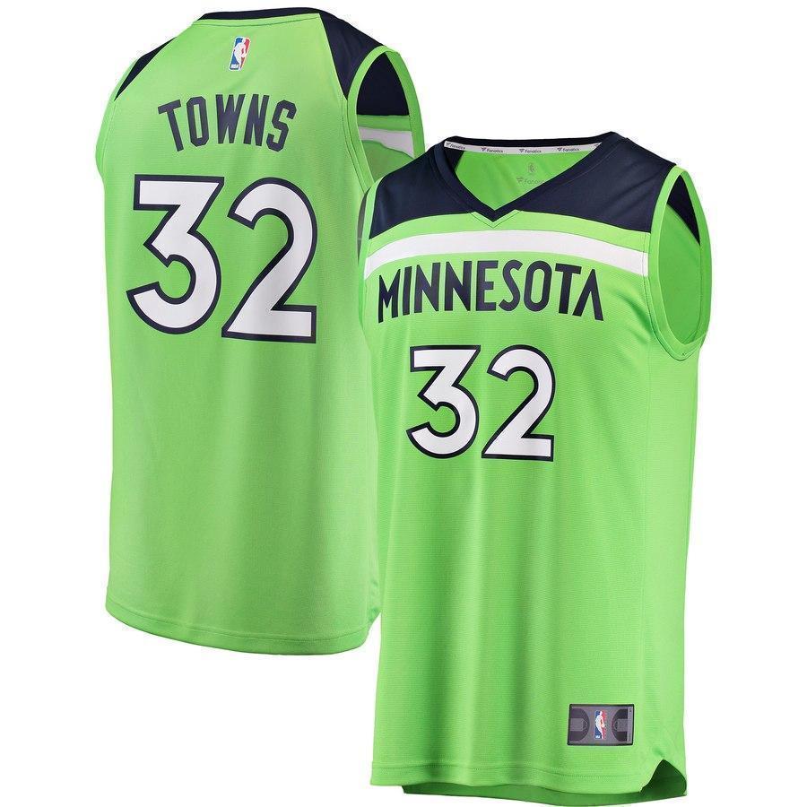 32-Karl-Anthony Towns Minnesota Timberwolves  Jersey Neon Green - Statement Edition