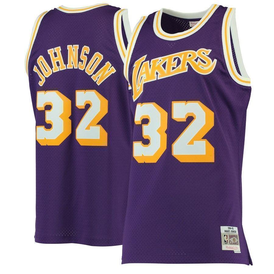 32-Magic Johnson Los Angeles Lakers  Hardwood Classics Swingman Jersey - Purple