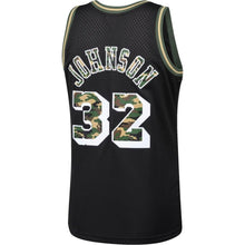 Load image into Gallery viewer, 32-Magic Johnson Los Angeles Lakers Straight Fire Camo Swingman Jersey – Black