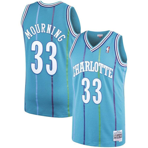 33-Alonzo Mourning Charlotte Hornets  Hardwood Classics Swingman Jersey – Teal