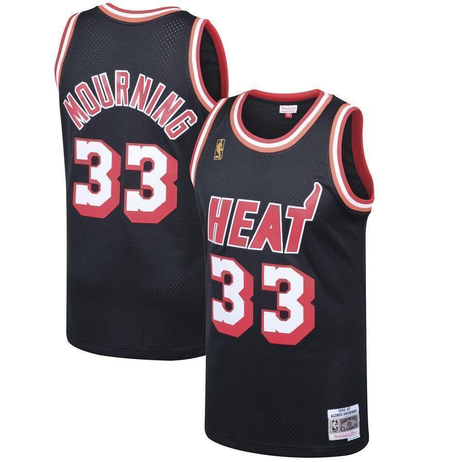 33-Alonzo Mourning Miami Heat  1996-97 Hardwood Classics Swingman Jersey - Black