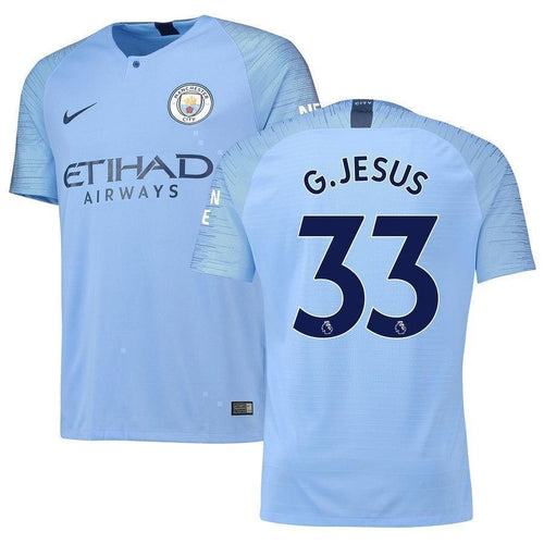 33-Gabriel Jesus Manchester City 2018-19 Home Jersey - Light Blue