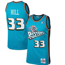 Load image into Gallery viewer, 33-Grant Hill Detroit Pistons  Hardwood Classics Swingman Jersey - Teal