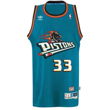 Load image into Gallery viewer, 33-Grant Hill Detroit Pistons  Throwback Road Hardwood Classics Swingman climacool Jersey - Teal