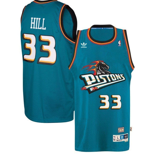 33-Grant Hill Detroit Pistons  Throwback Road Hardwood Classics Swingman climacool Jersey - Teal