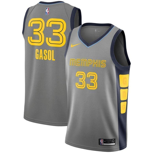 33-Marc Gasol Memphis Grizzlies Swingman Jersey – City Edition – Gray