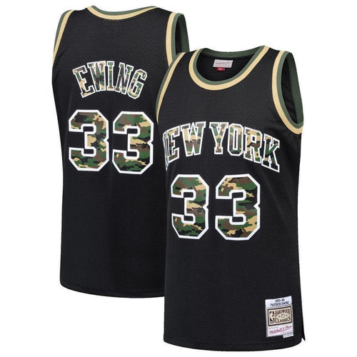 33-Patrick Ewing New York Knicks  Straight Fire Camo Swingman Jersey – Black