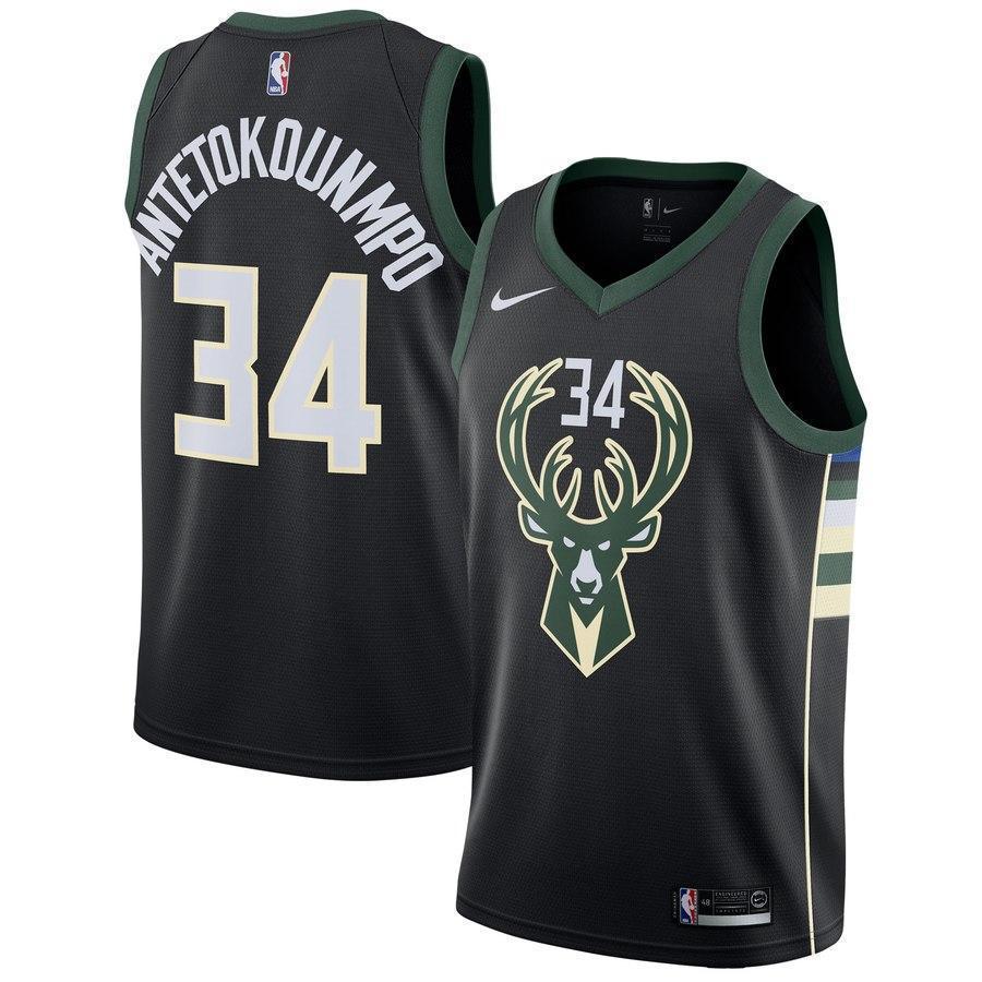 34-Giannis Antetokounmpo Milwaukee Bucks Swingman Jersey - Statement Edition – Black