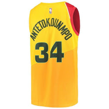 Load image into Gallery viewer, 34-Giannis Antetokounmpo Milwaukee Bucks  Swingman Jersey – City Edition – Yellow