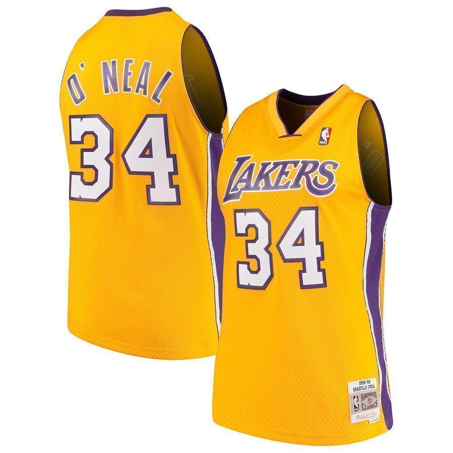 34- Shaquille O'Neal Los Angeles Lakers 1996-97 Throwback  Home Jersey - Gold