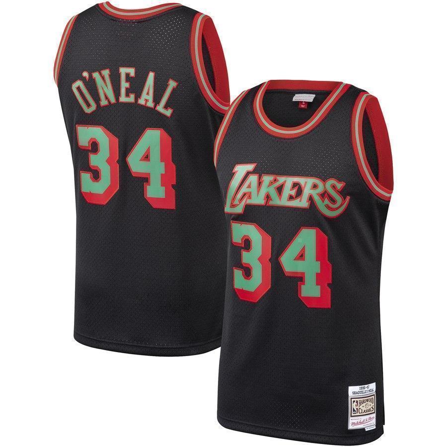 34-Shaquille O'Neal Los Angeles LakersHardwood Classics Christmas Swingan Collection Jersey – Black