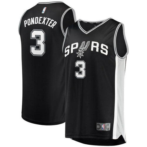 3+Quincy Pondexter San Antonio Spurs Jersey - Icon Edition - Black