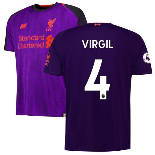 4-Virgil Van Dijk Liverpool New Balance 2018-19 Away Player Jersey – Purple