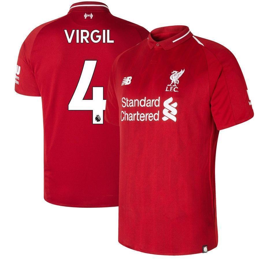 4-Virgil Van Dijk Liverpool New Balance 2018-19 Home Player Jersey – Red