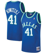 Load image into Gallery viewer, 41-Dirk Nowitzki Dallas Mavericks Hardwood Classics Swingman Jersey - Blue