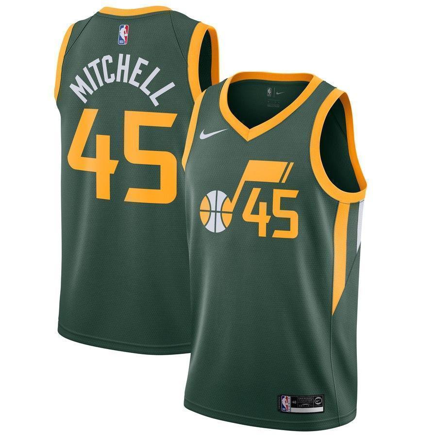 45-Donovan Mitchell Utah Jazz 2018-19 Swingman Jersey Green – Earned Edition