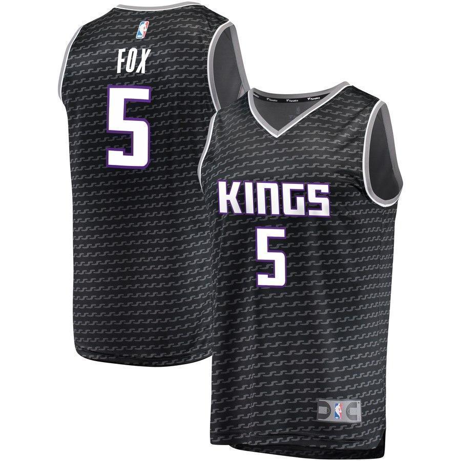 5-De'Aaron Fox Sacramento Kings Jersey Black - Statement Edition