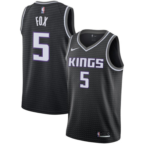 5-De'Aaron Fox Sacramento Kings  Swingman Jersey - Statement Edition – Black