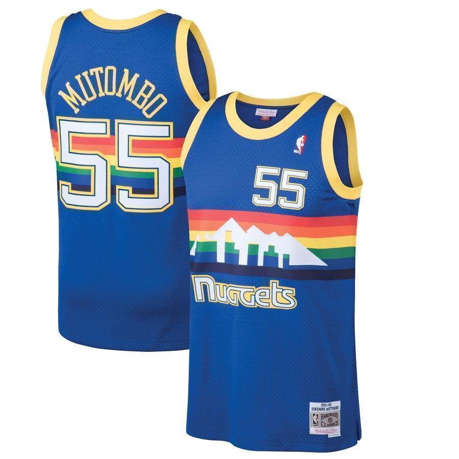 55-Dikembe Mutombo Denver Nuggets  Hardwood Classics Swingman Jersey - Blue