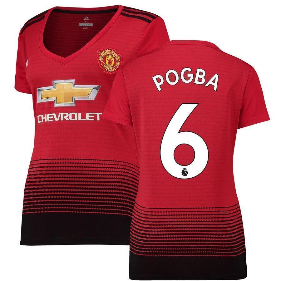 6-Paul Pogba Manchester United Women's 18-19 Home Jersey – Red