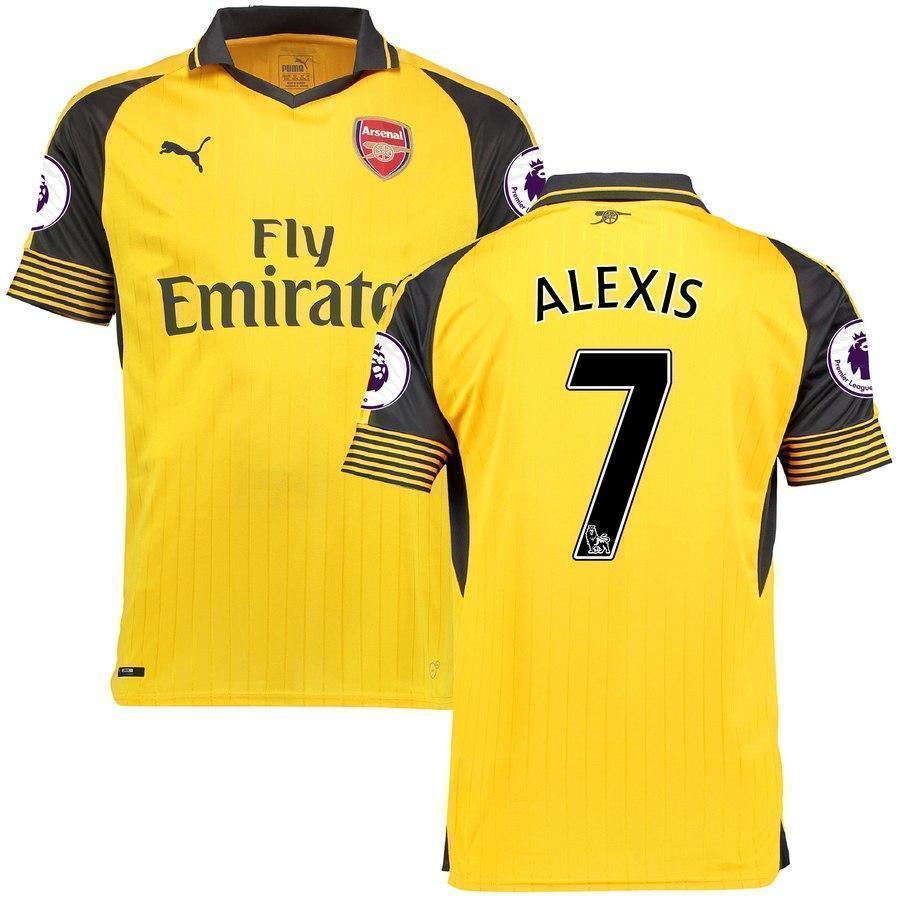 7-Alexis Sanchez Arsenal 2016-17 Away Replica Patch Jersey - Yellow
