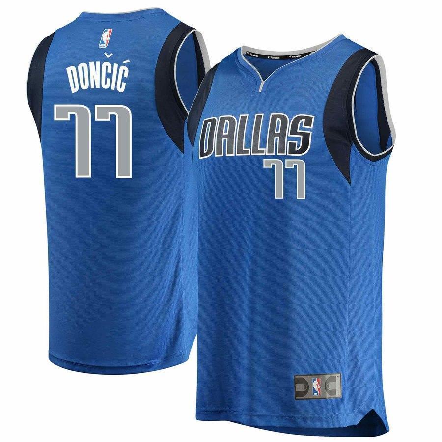 77-Luka Doncic Dallas Mavericks  2018 NBA Draft First Round Pick Fast  Jersey Blue – Icon Edition