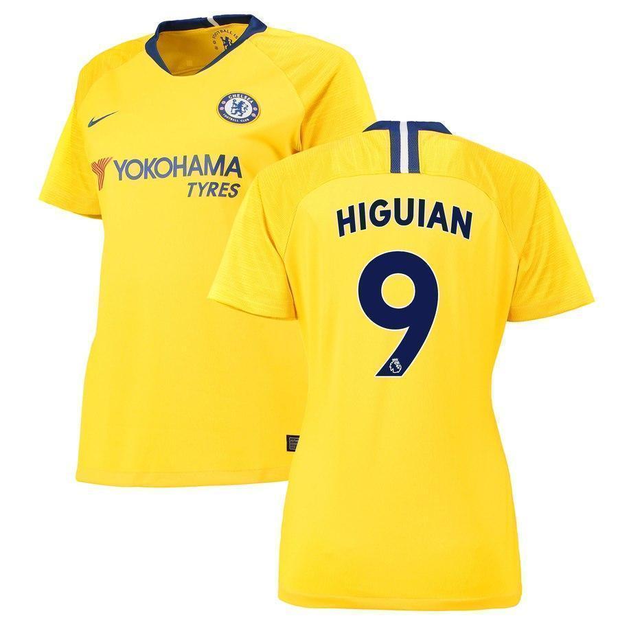9-Gonzalo Higuain Chelsea Women's 2018-19 Away Stadium Player Jersey - Yellow