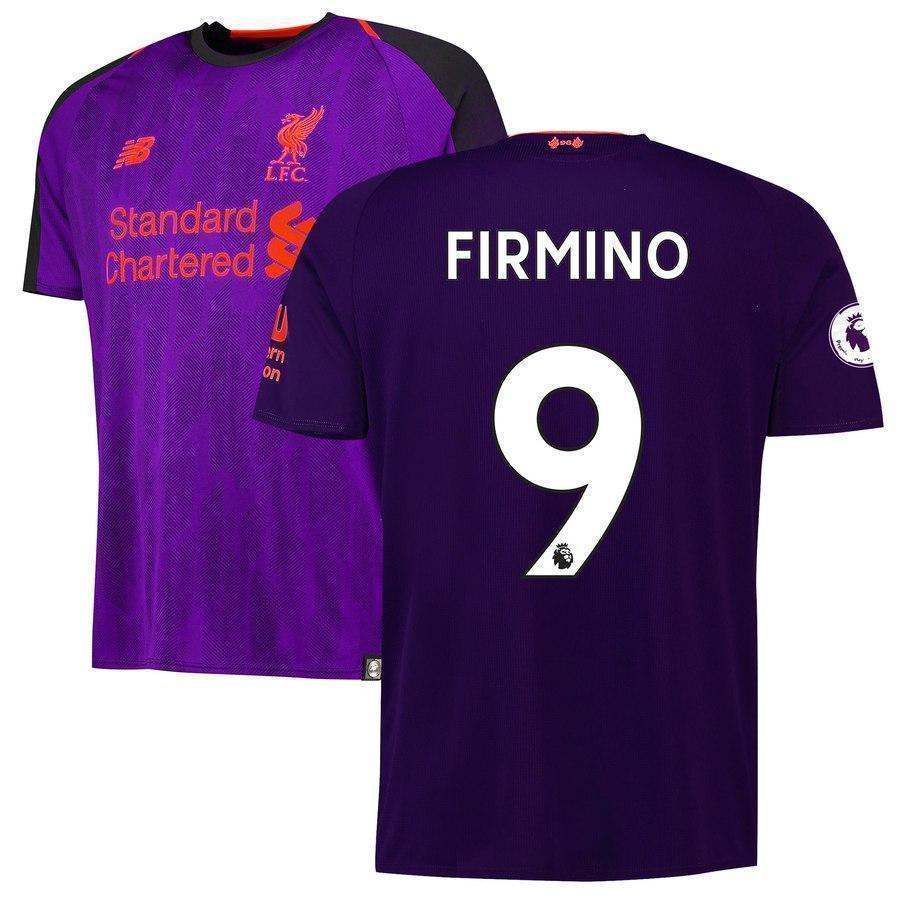 9-Roberto Firmino Liverpool New Balance 2018-19 Away Player Jersey – Purple