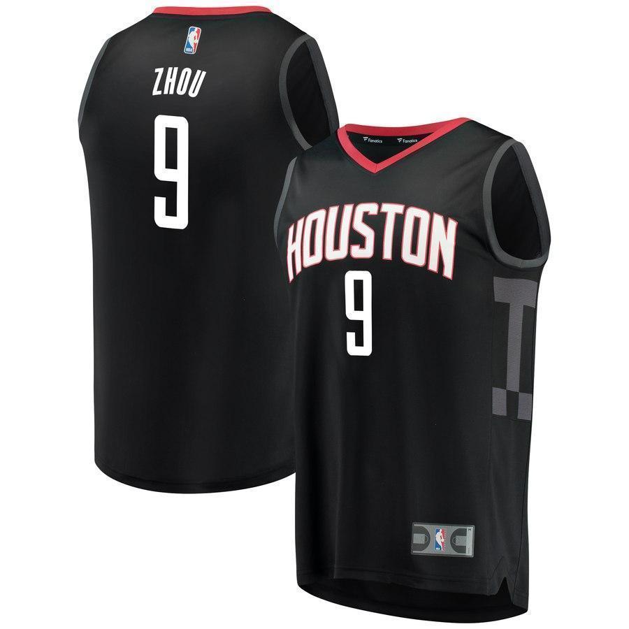 9-Zhou Qi Houston Rockets  Jersey Black - Statement Edition