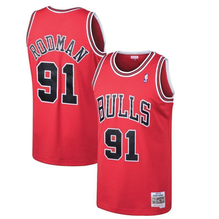91-Dennis Rodman Chicago Bulls  1997-98 Hardwood Classics Swingman Jersey - Red
