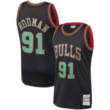Load image into Gallery viewer, 91-Dennis Rodman Chicago Bulls  Hardwood Classics Christmas Swingman Collection Jersey – Black