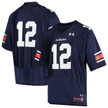 Load image into Gallery viewer, Auburn Tigers Under Armour #12 Perf Football Jersey – Navy