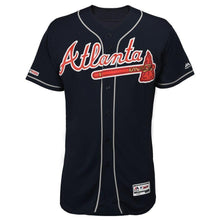 Load image into Gallery viewer, Brian McCann Atlanta Braves Majestic Alternate Collection Flex Base Player Jersey – Navy/Scream